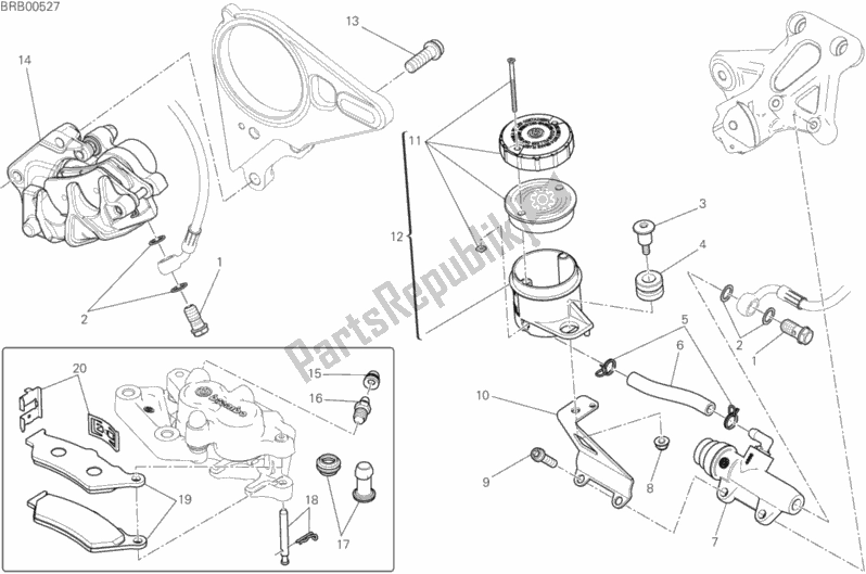 Todas as partes de Sistema De Freio Traseiro do Ducati Diavel Xdiavel Sport Pack Brasil 1260 2018